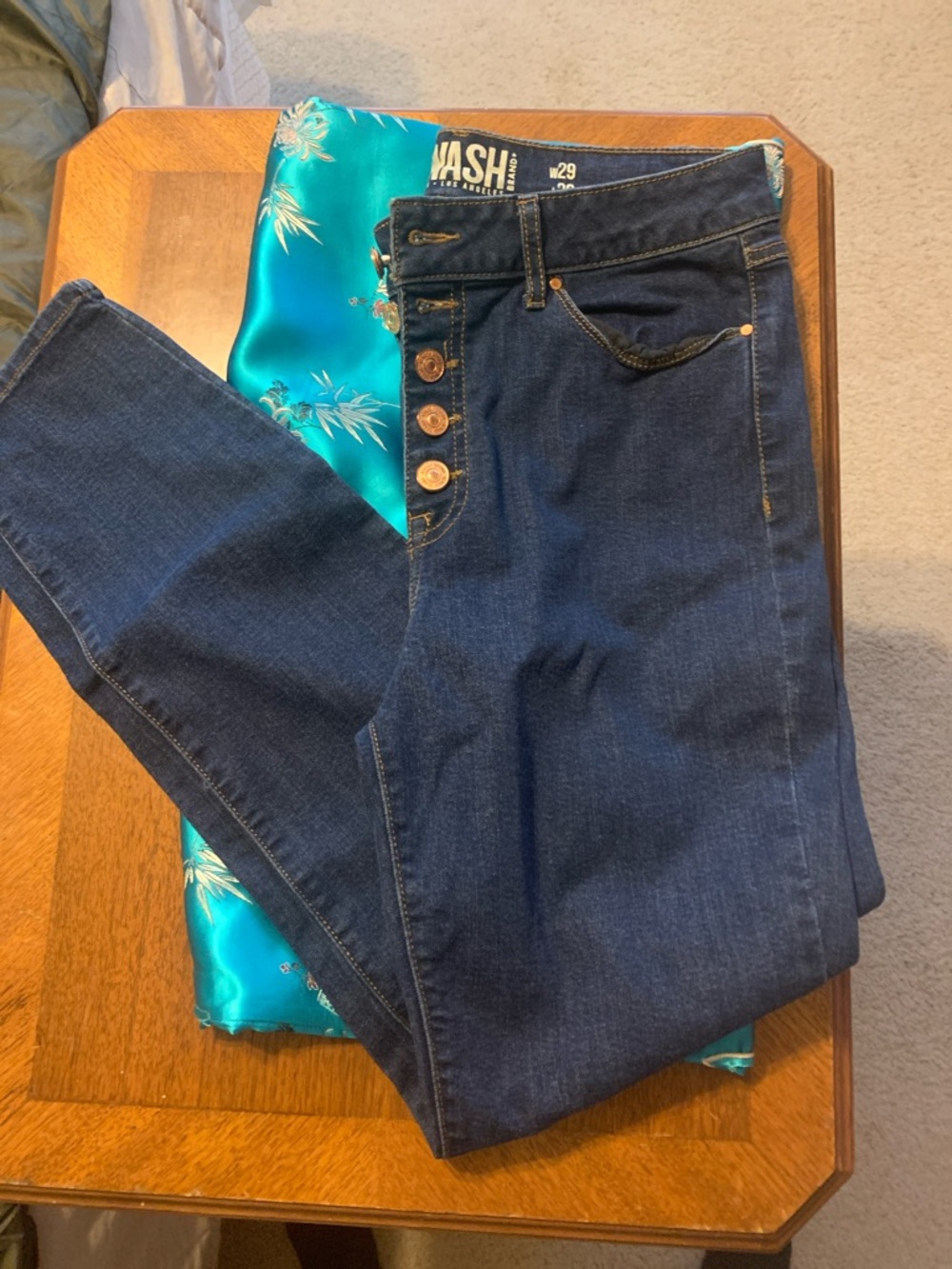 Rewash Dark Blue High-Rise Button-Fly Women’s Jeans - Picture 2 of 4